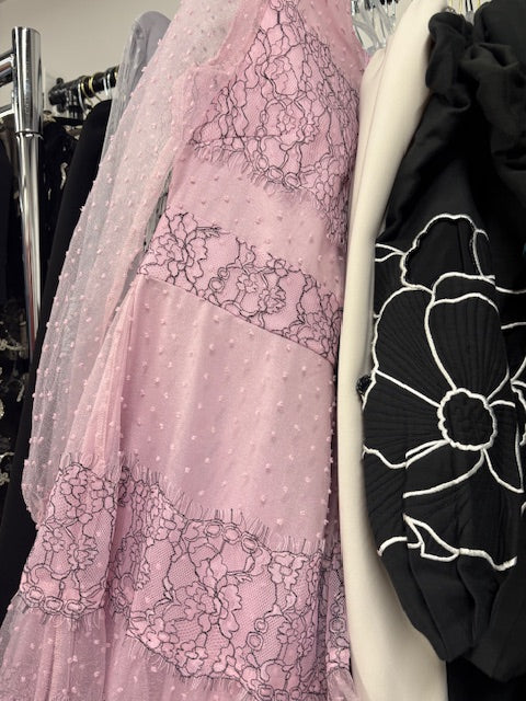 Pink lace dress with dots