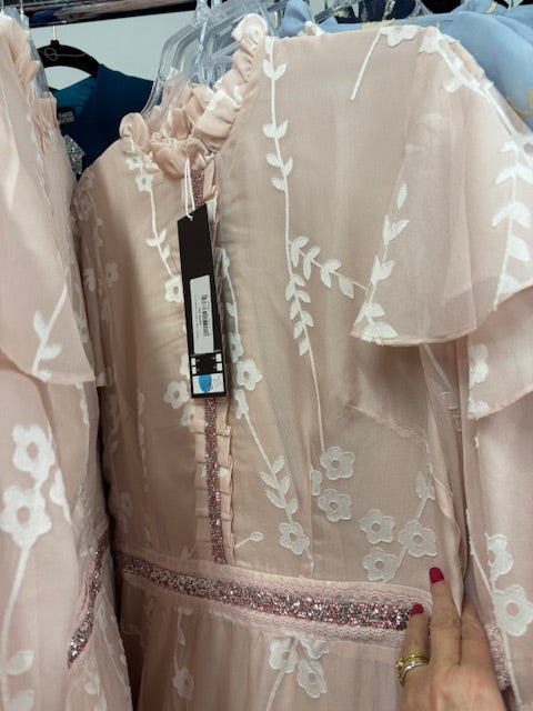 Pink dress with flowers and glitter belt