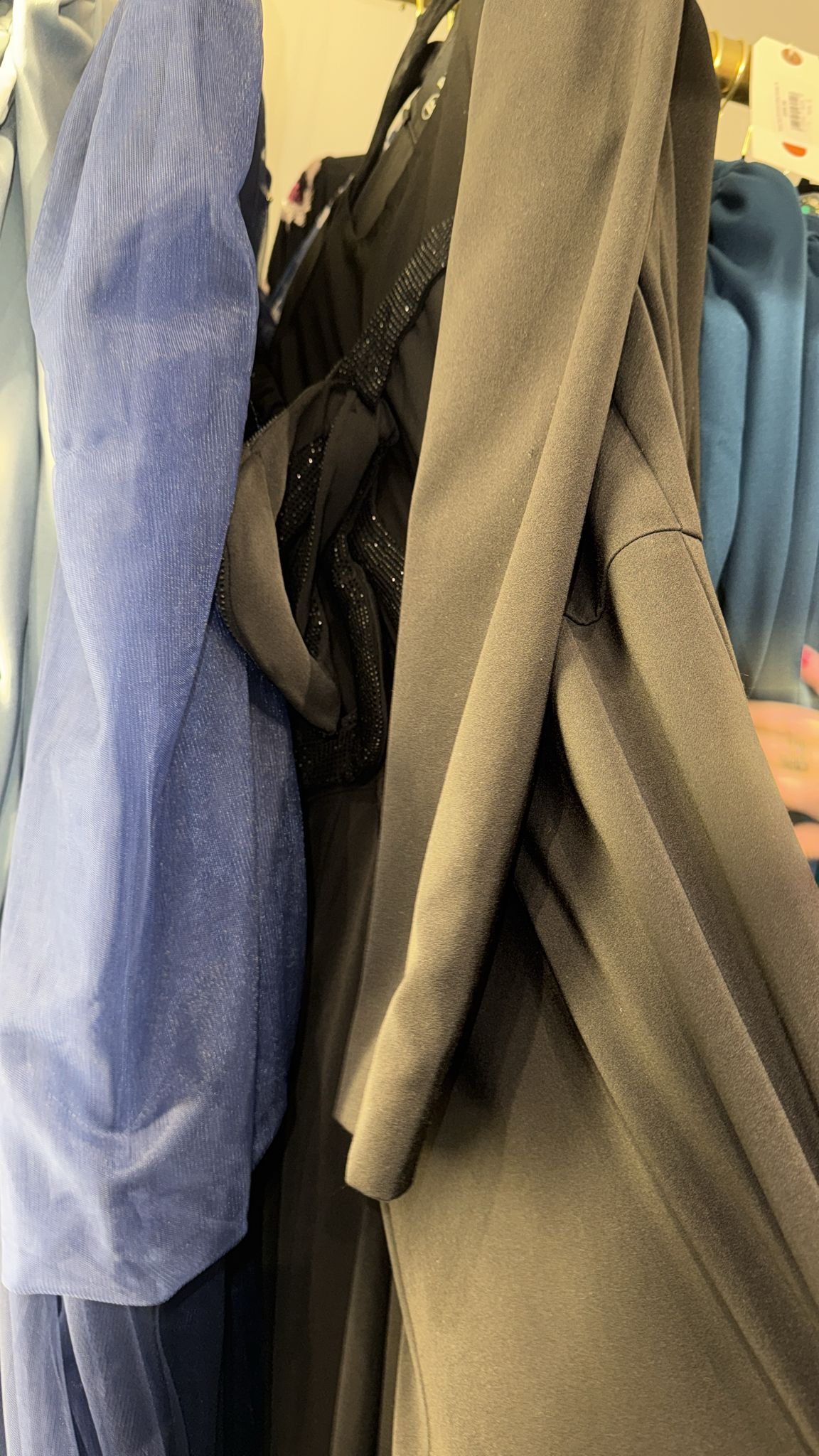 Black gown with beaded bow