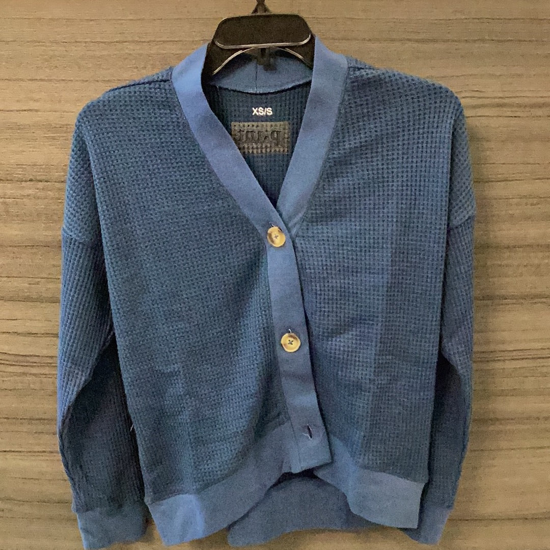 Waffle Funnel Top Cardigan - Silver Birch