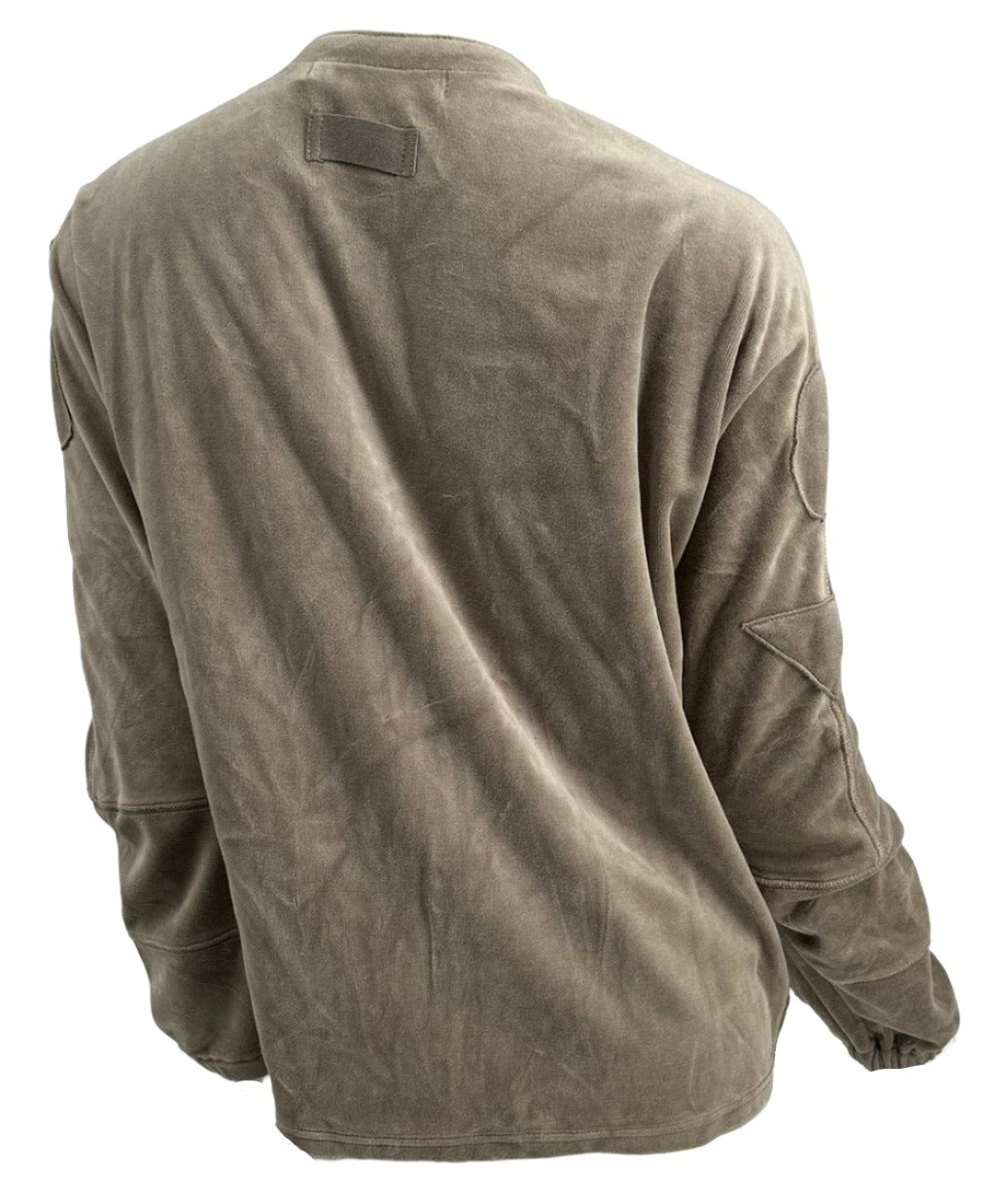 Beige Stitched Velour Cardigan