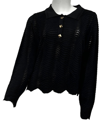 Black "Wave" Top