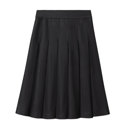 Black Leather Pleated Skirt