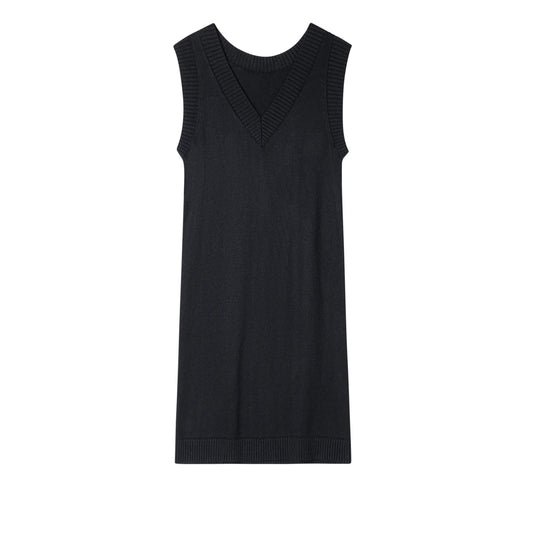 Black Ribbed Sleeveless Dress