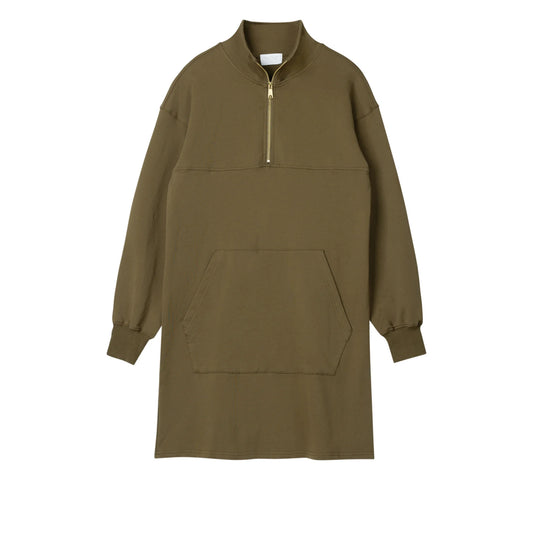 Olive Half Zip Sweater Dress