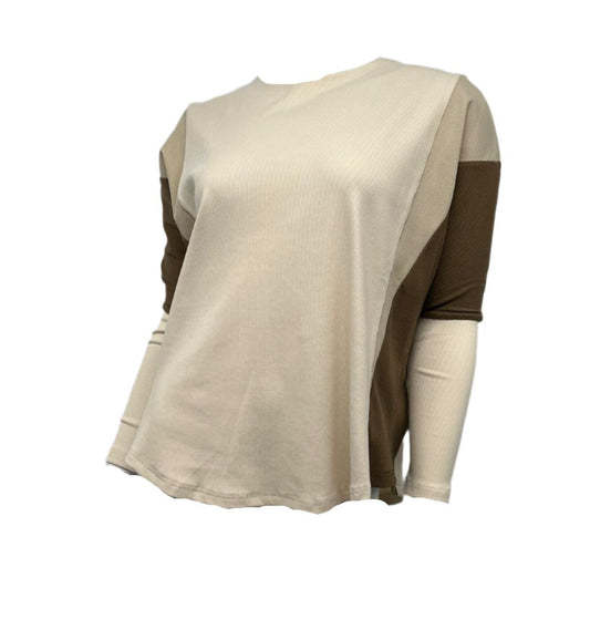 Mocha and Cream Ribbed Top