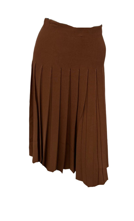 Brown Knit Pleated Skirt