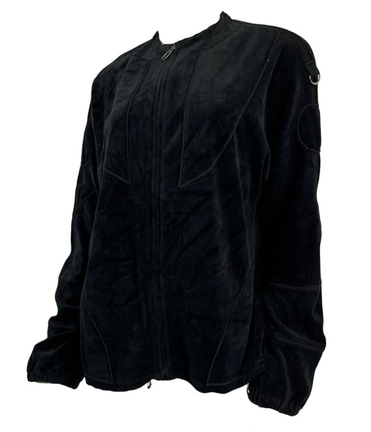 Black Stitched Velour Cardigan