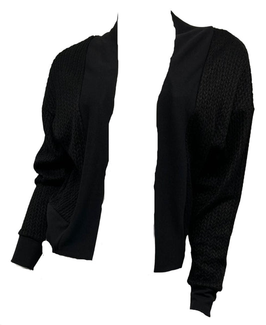 Black Open Cable Knit Cardigan