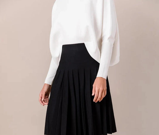 Black Knit Pleated Skirt