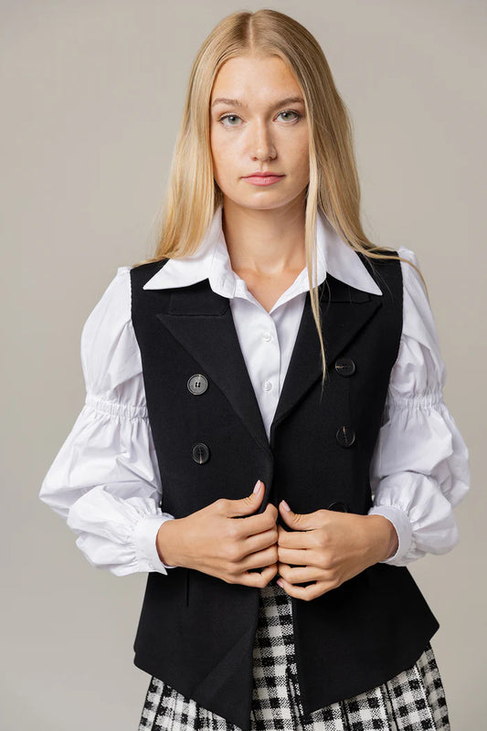 Black Double Breasted Vest