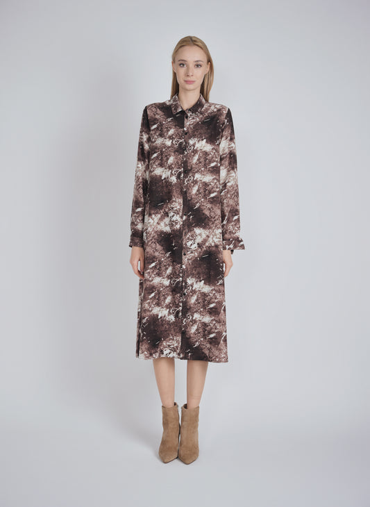 Brown Design Shirt Dress