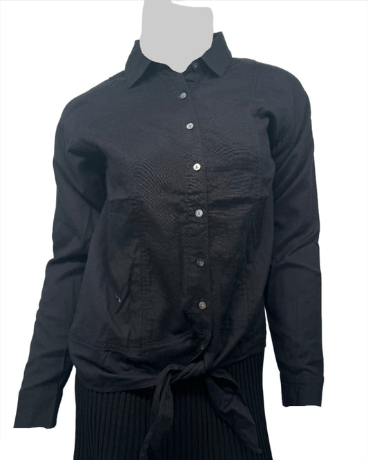 Black Button Down Tie Shirt