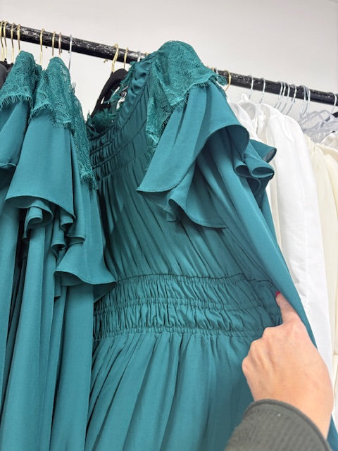 Green dress lace yoke