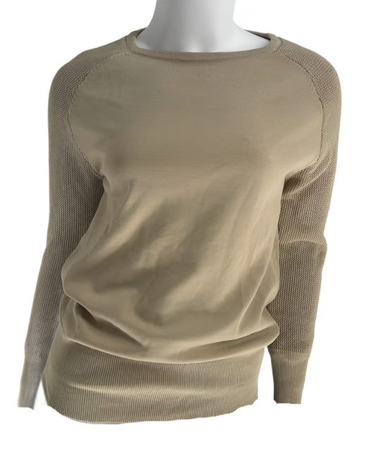 "Mesh" Sleeve Sweater Tan