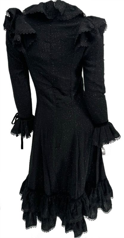 Ruffle Shimmer Black Dress