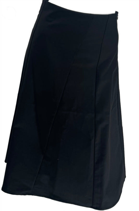 Black A-line Skirt with Diagonal Seams