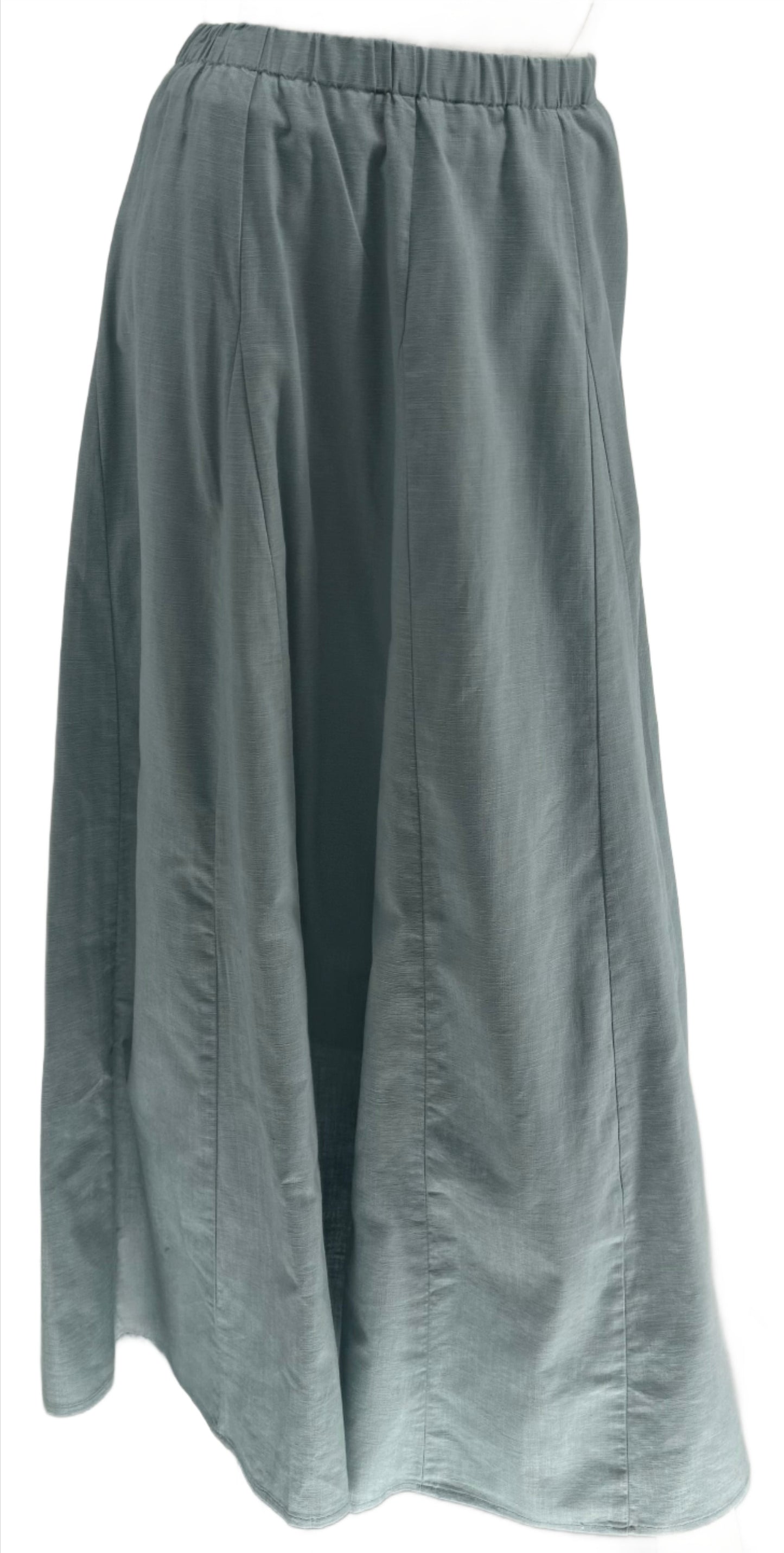 Light Blue Linen Gored Midi Skirt