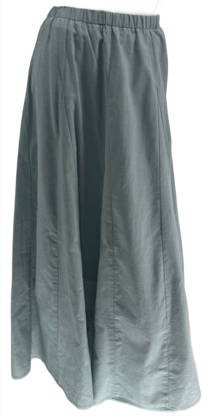 Light Blue Linen Gored Midi Skirt