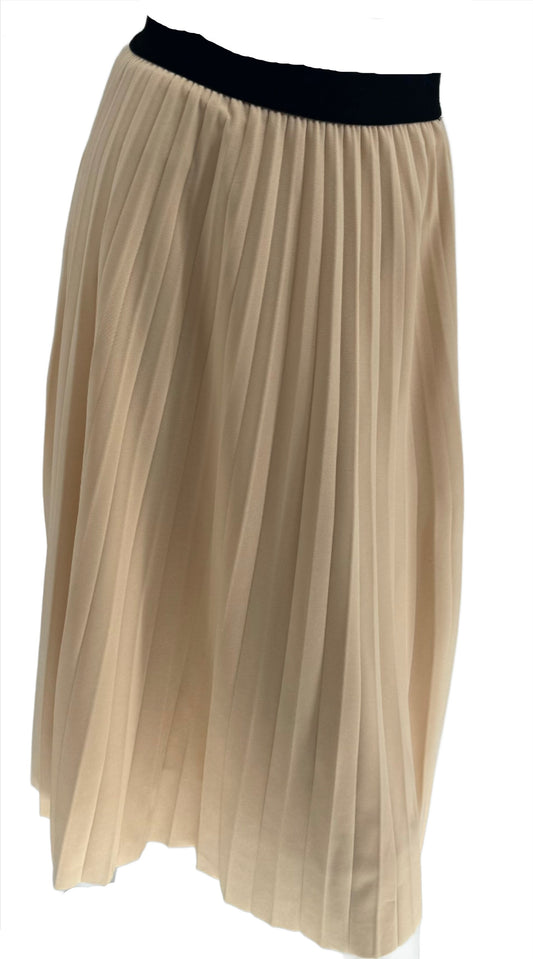 Beige Pleated Midi Skirt