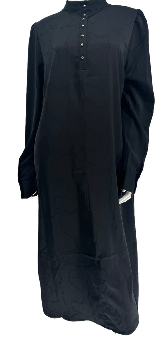 Satin Black Dress with Black Detail