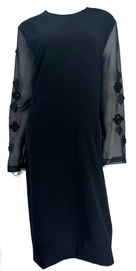 Black Dress with Sheer Detail Sleeves