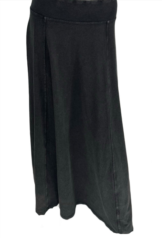 Black Chambray Long Skirt