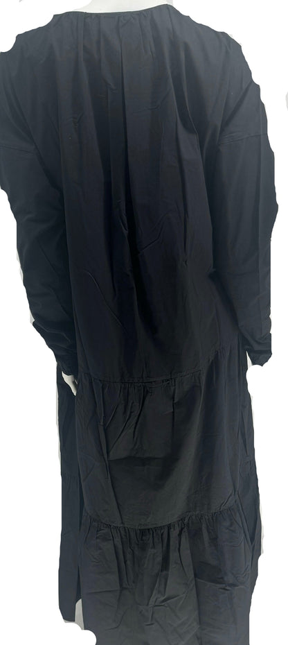 Solid Black Cotton Maxi Dress