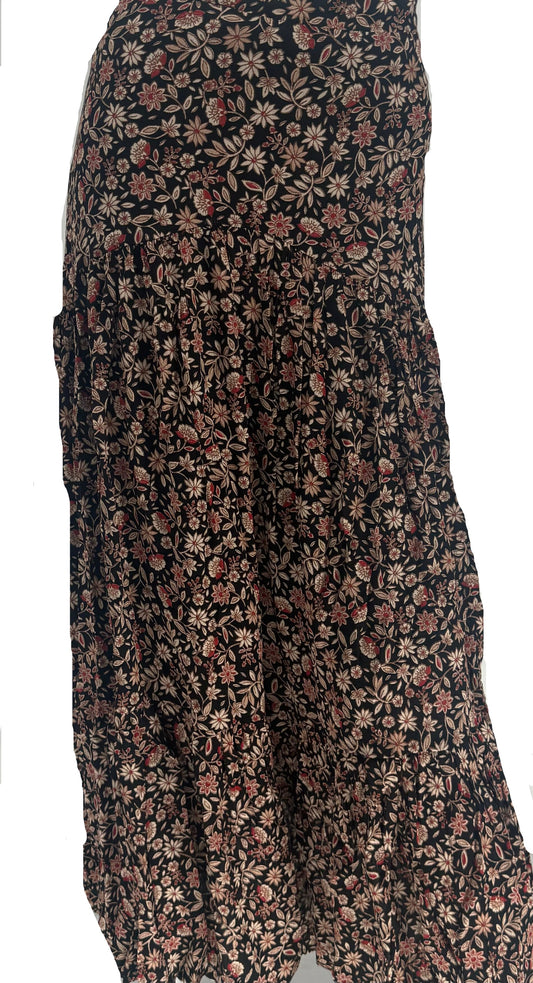 Floral Low Waisted Tier Skirt