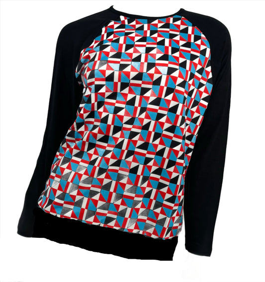 Red/Blue Geometric Front Top