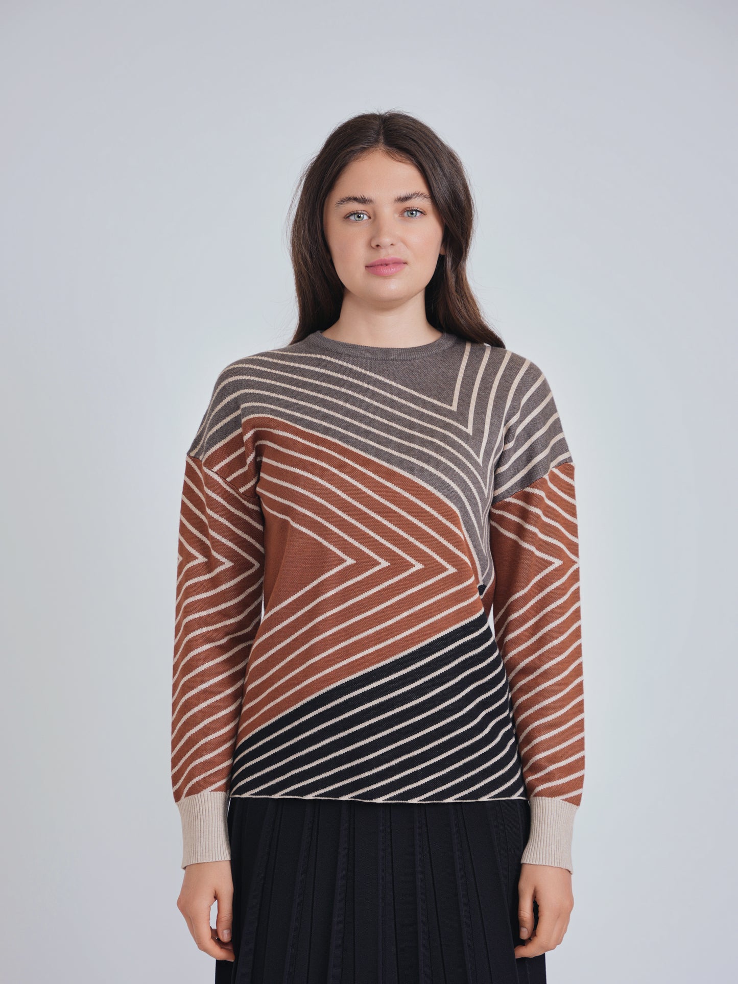 Rust and Grey Stripe Top