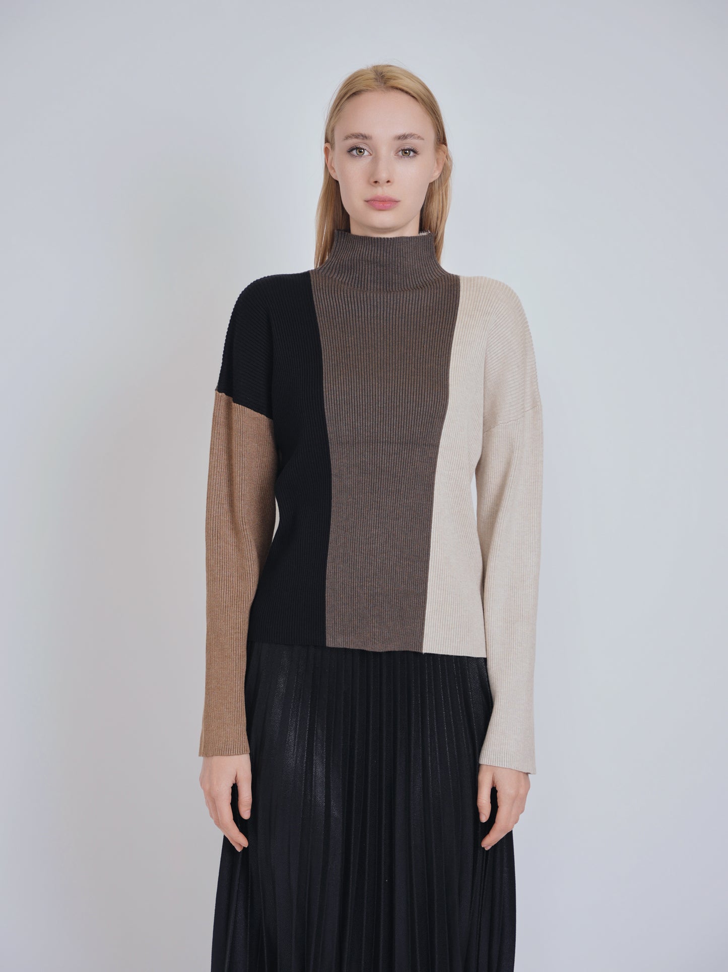 Ribbed Color Block Sweater