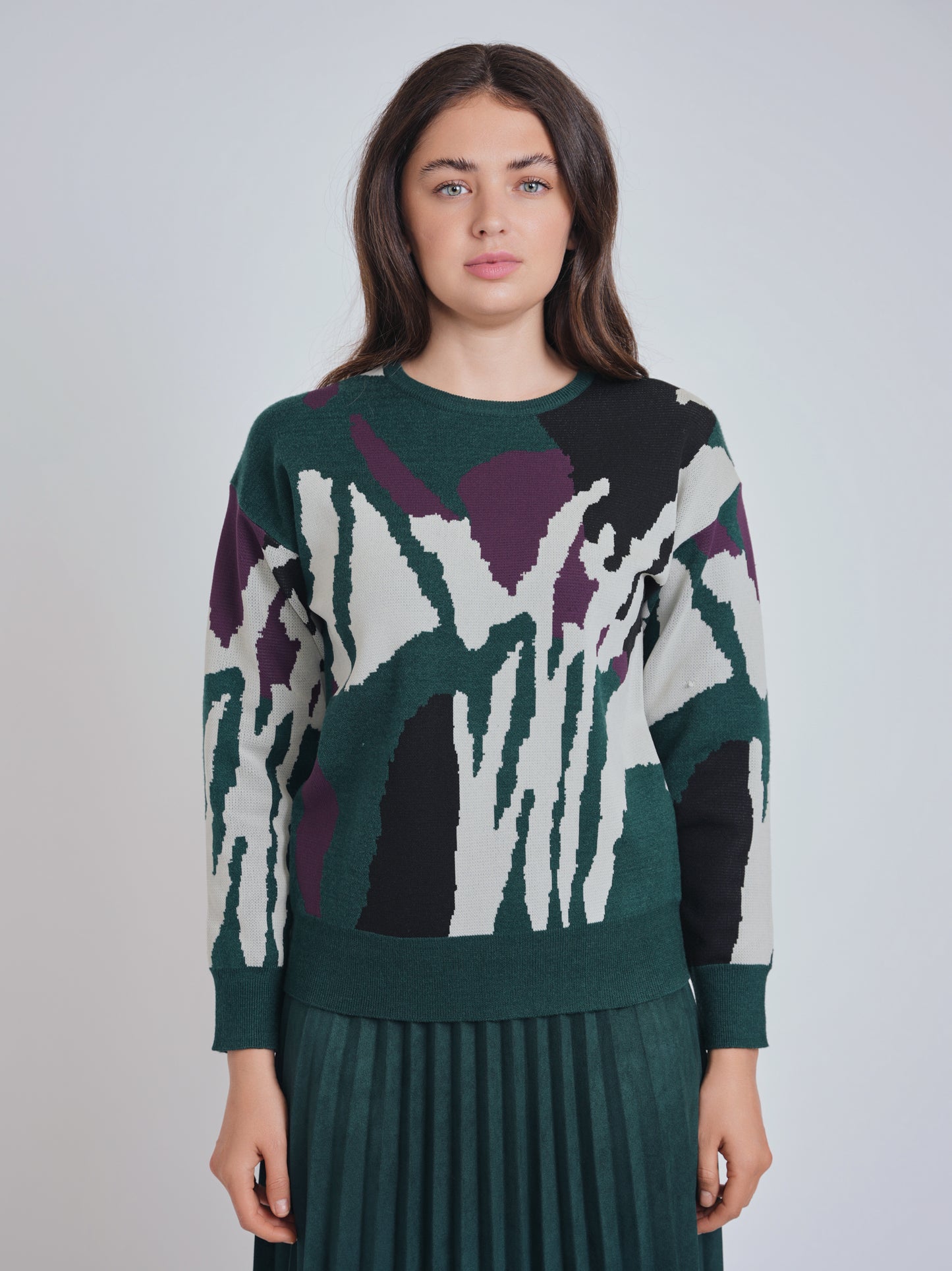 Green White Purple Sweater