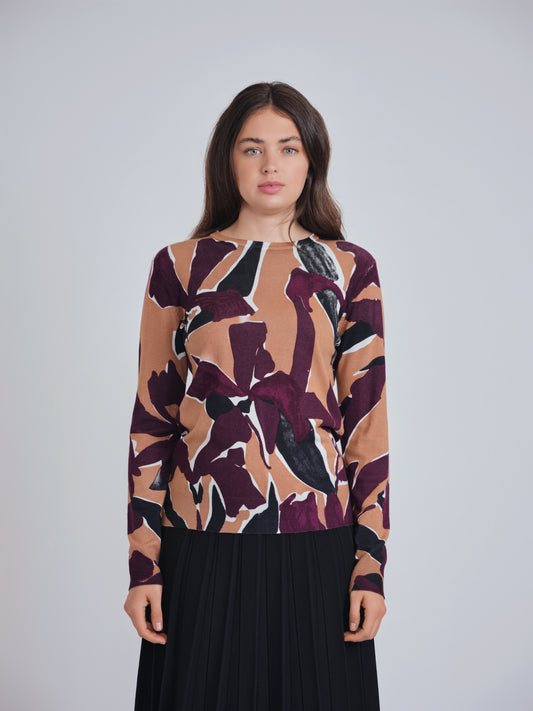 Beige and Plum Design Top