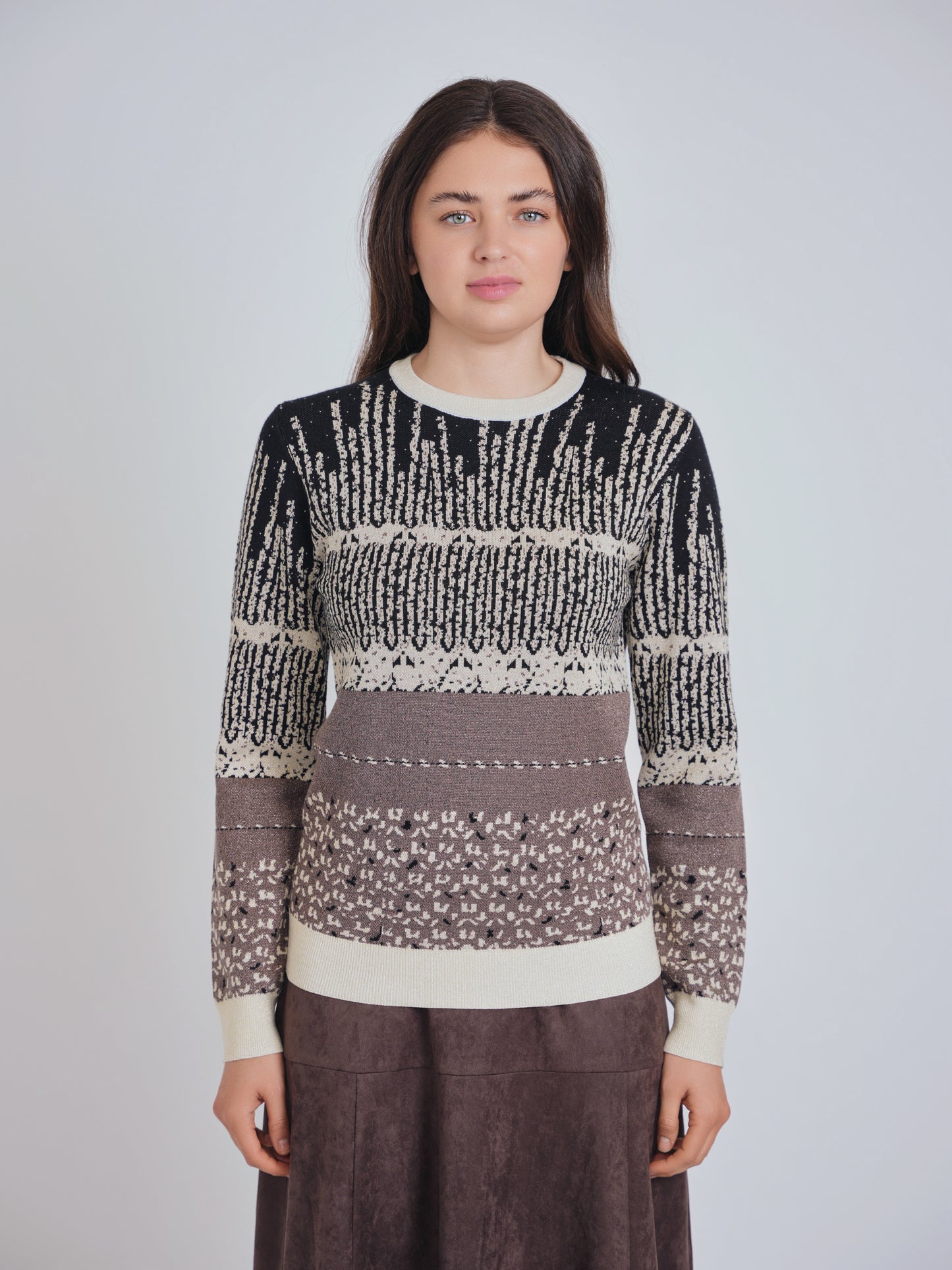 Black and Natural Multi Design Sweater