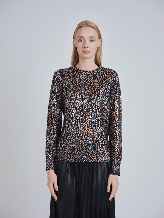 Shimmer Leopard Print Sweater