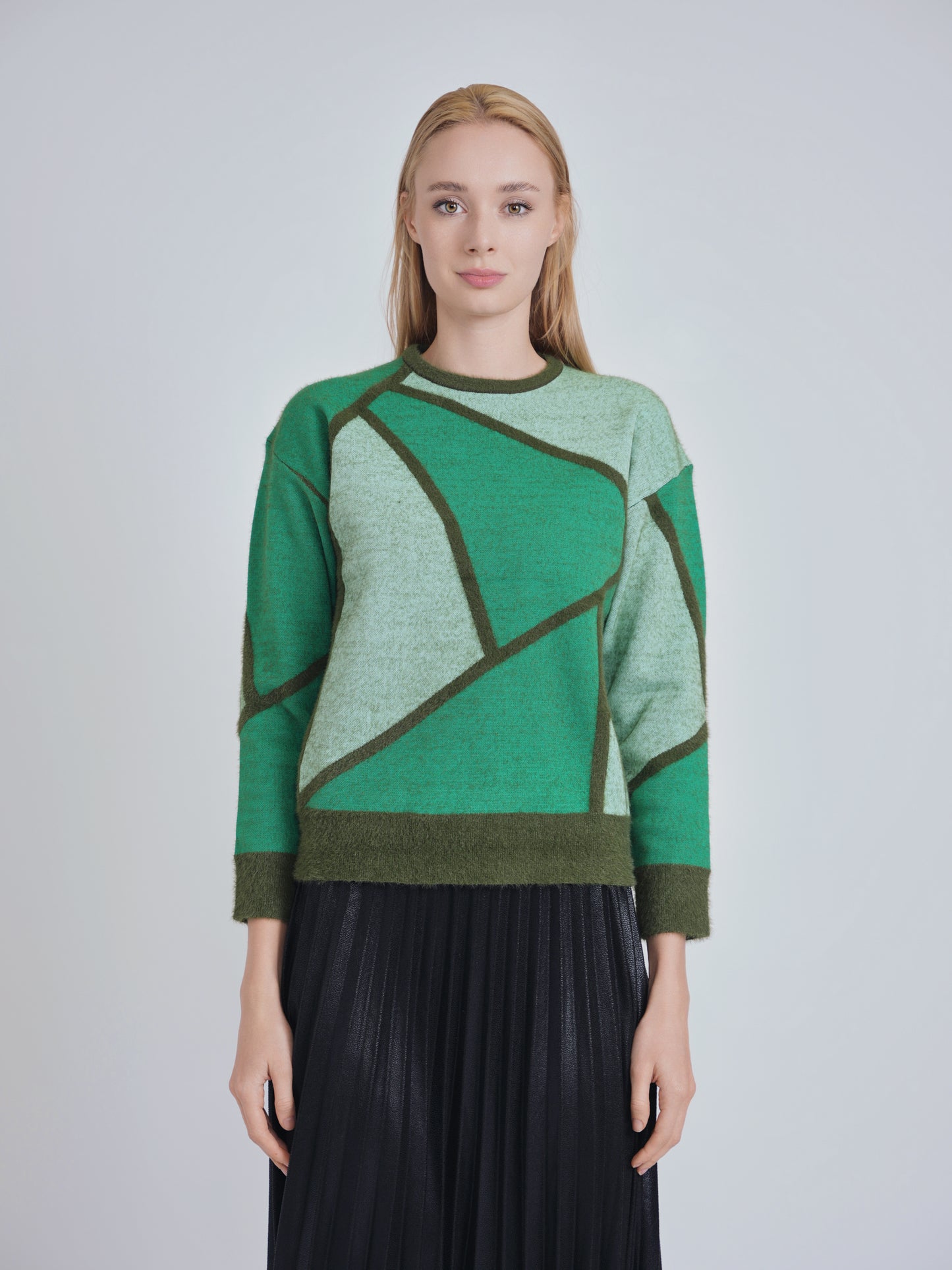 Green Geometric Sweater