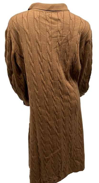 Camel Cable Knit Collar Dress