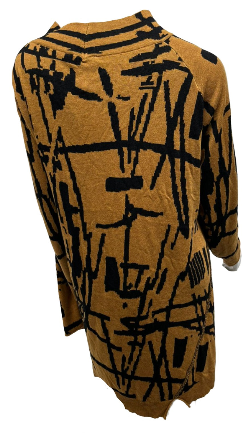 Brown with Black Design Open Cardigan