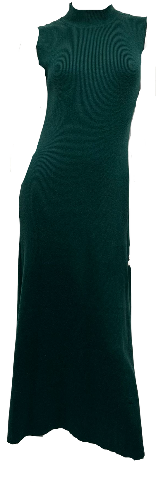 Green Ribbed Knit Maxi Dress