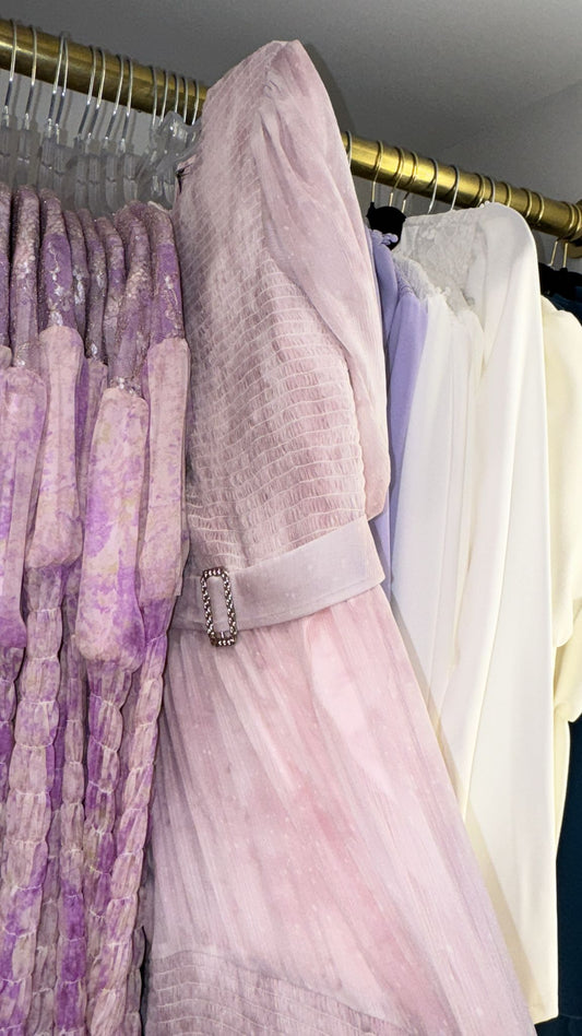 Lavender gown with smocking