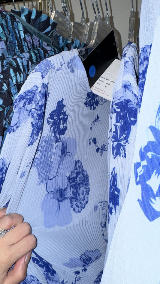 Blue micro pleats $150