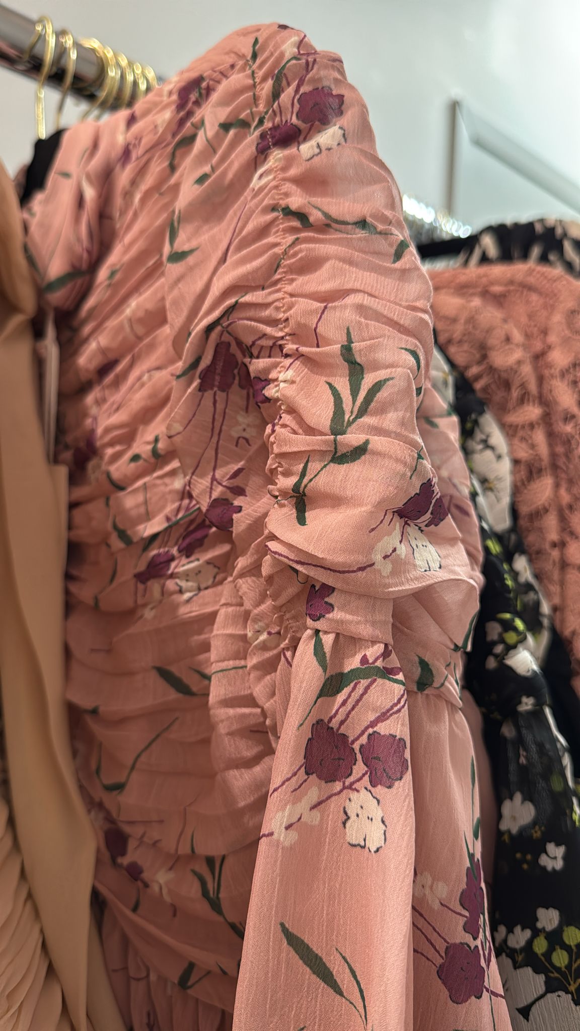 Pink Floral ruched