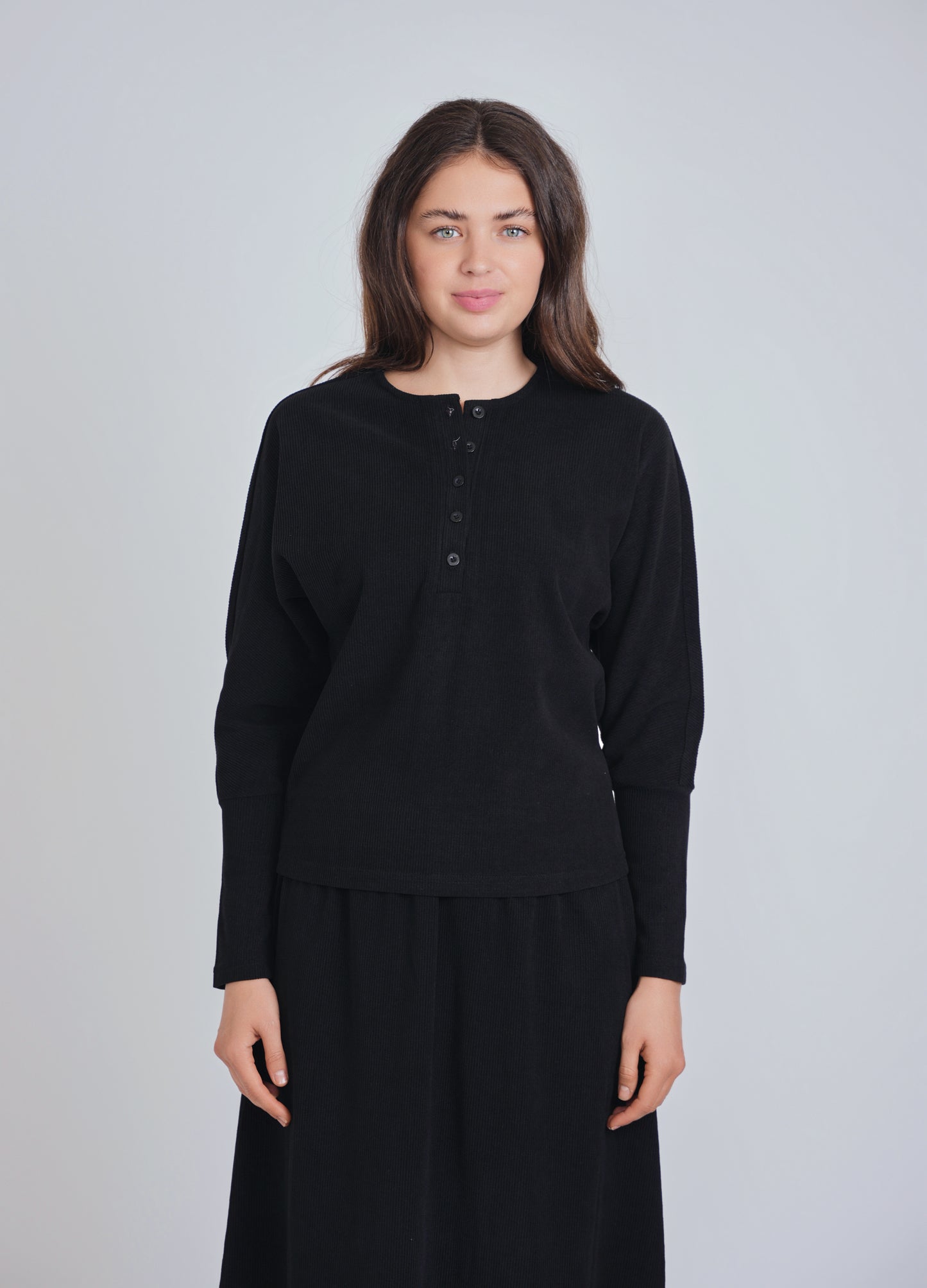 Black Corduroy Dolman Top