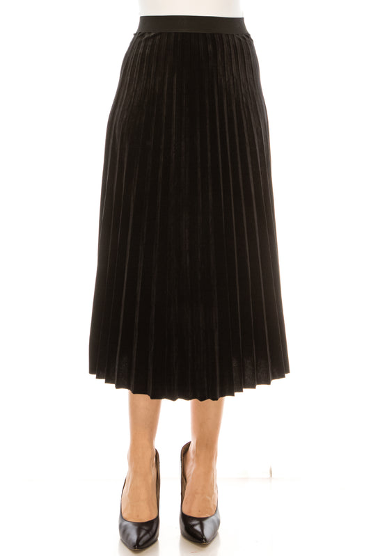 Black Leather Pleated Skirt