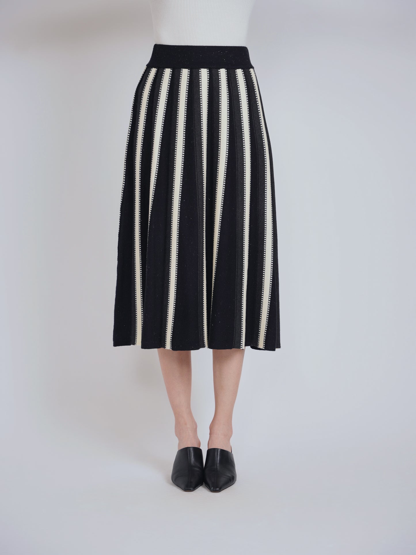 Black and Cream Striped Skirt