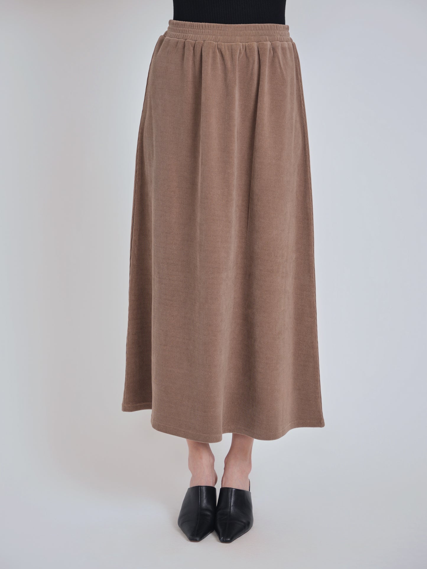 Taupe Corduroy Midi Skirt