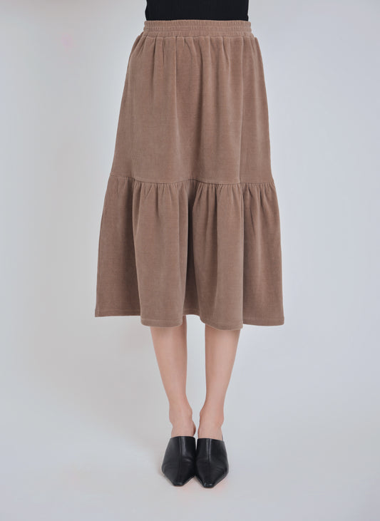 Taupe Corduroy Tier Skirt