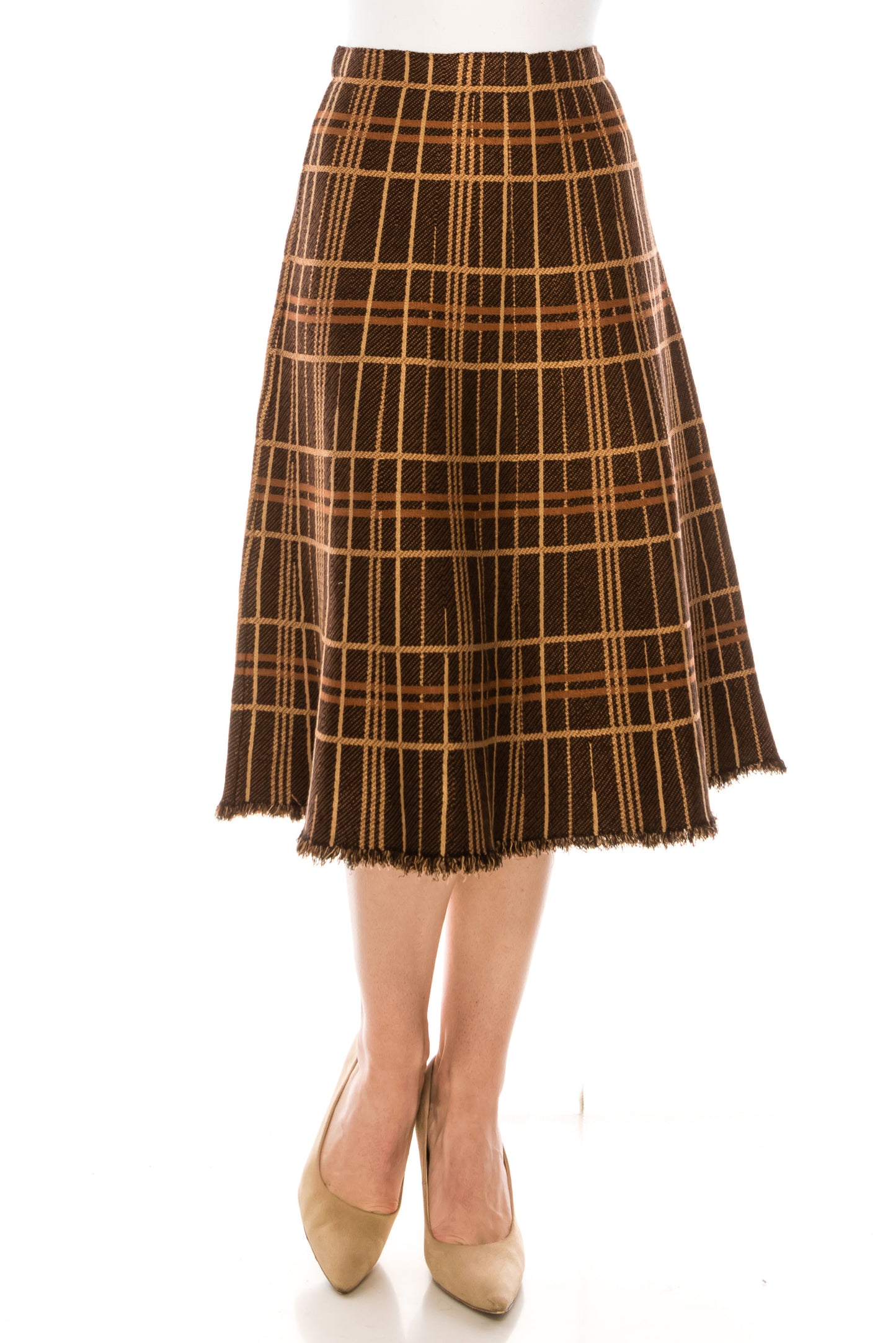 Raw Edge Knit Striped Skirt