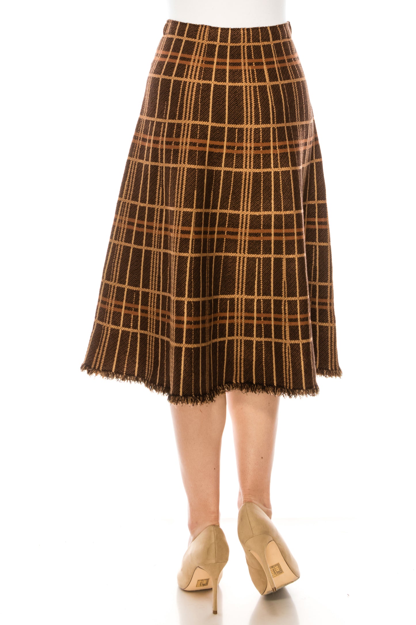 Raw Edge Knit Striped Skirt